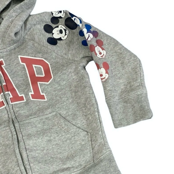 Baby Gap x Disney Mickey Mouse Hoodie Toddler 2T Gray Zip Up Sweatshirt w/ Ears - Picture 3 of 8